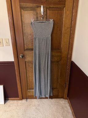 BKE Heather Gray Strapless Maxi Dress